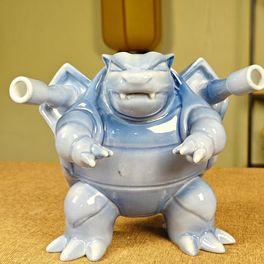 Ceramic Blastoise Figurine – Handcrafted Blue Glazed Collectible