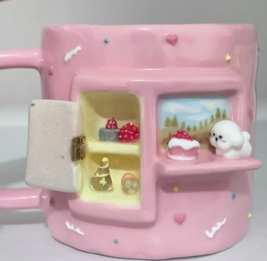 Kawaii Puppy Cake House Ceramic Mug