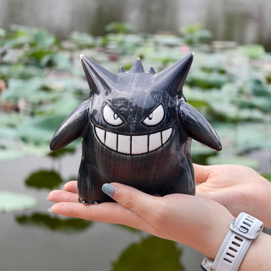 Black Glazed Ceramic Gengar – Dark Edition Collectible Figurine